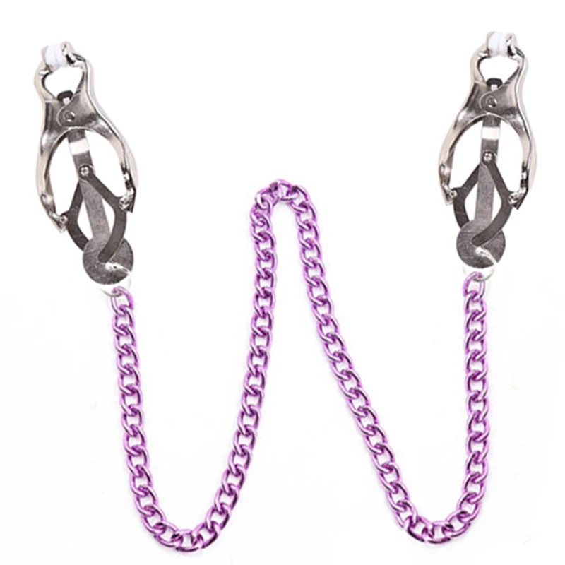 Women Purple Chain Couple Sex Nipple Clamps Couples Nipple Clamp Bdsm Fetish Pinzas Pezones Torture Breast Clip Bondage Toys