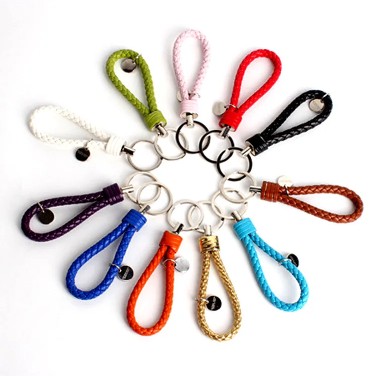 Fashion Braided Leather Rope Handmade Woven Keychain for Mens Unisex