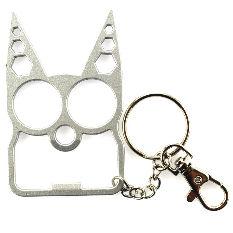 Portable Cute Cat Opener Screwdriver Keychain Self-defense Multifunction Outdoor Gadgets YS-BUY - Цвет: Серебристый