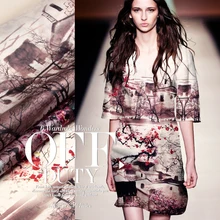 SO048 натуральный шелк органза/Осень/шелк ткань шелк тутового цифровой печати Charmeuse/ширина 1.48yd толщина 14 мм/по ПК