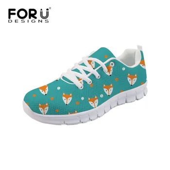 

FORUDESIGNS Cute Fox Fashion Women Casual Shoes Mesh Cotton Platform Shoes Women Sneakers Ladies White Trainers Chaussure Femm