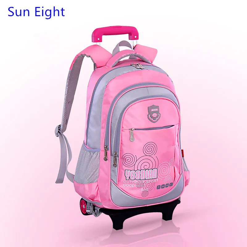 Sun Eight pink wheeled school backpacks school bags for teenage girls