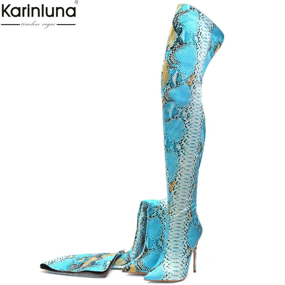 

Karinluna Big Size 34-45 Sexy Thin High Heels Over The Knee Boots Woman Shoes Pointed Toe Shoes Woman Boots