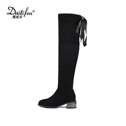 Daitifen модные Для женщин сапоги зимние сапоги выше колена модные ботинки на качество искусственной замши длинные сапоги комфорт на