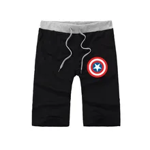 Комикс супергерой шорты с логотипом подростков черные короткие штаны Фитнес бегун х/б мужские шорты короткие свободные брюки