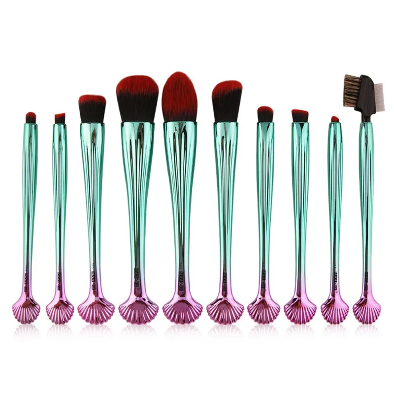 

GUJHUI 6pcs/10pcs Women Makeup Brush Sets Cosmetic Eyeliner Eyebrow Lip Brush Tools Shell Makeup Brush Gradient Color
