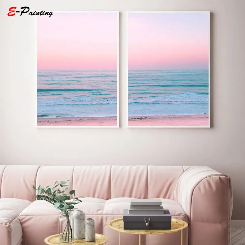 

Modern Painting Canvas Sea Foam Green Piece Wall Art Prints Aerial Beach Photo Ocean Coastal Christmas Gift Room Decor