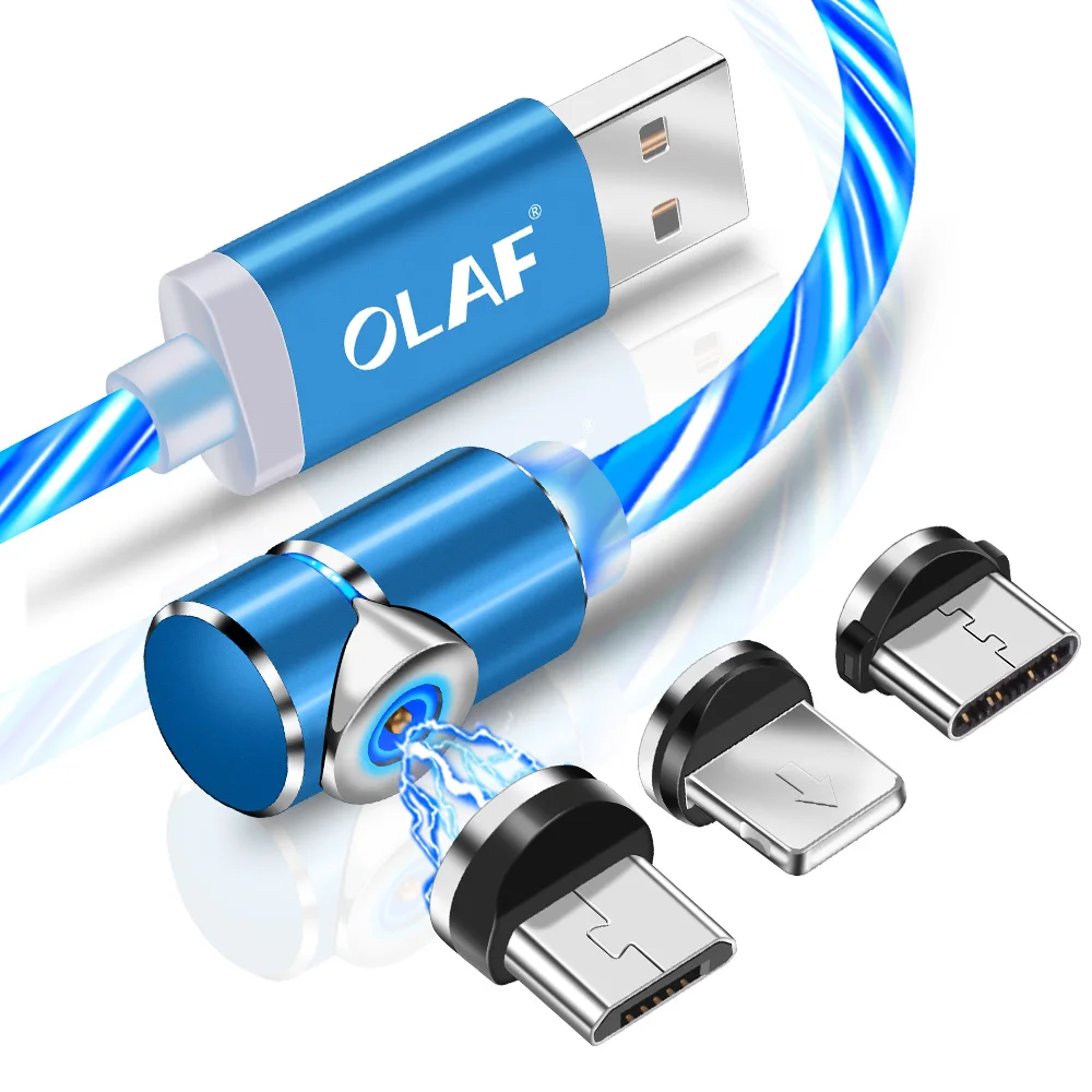 

OLAF L-Line Magnetic USB Charging Cable, Type-C USB C Cable, 90 Degree LED Magnetic Cable for iPhone X 8 7 Plus Micro USB Cables