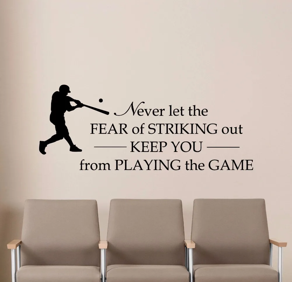 

YOYOYU Wall Sticker Never Let The Fear Quote Wall Decor Baseball Home Decoration Sports Play Gifts Playroom Poster Mural J082