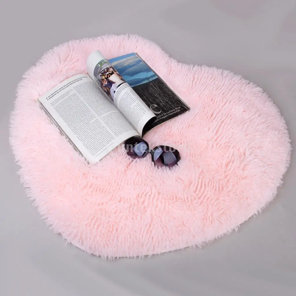 Soft Heart Design Fluffy Mat Rug Bedroom Fake Faux Fur Carpet Floor