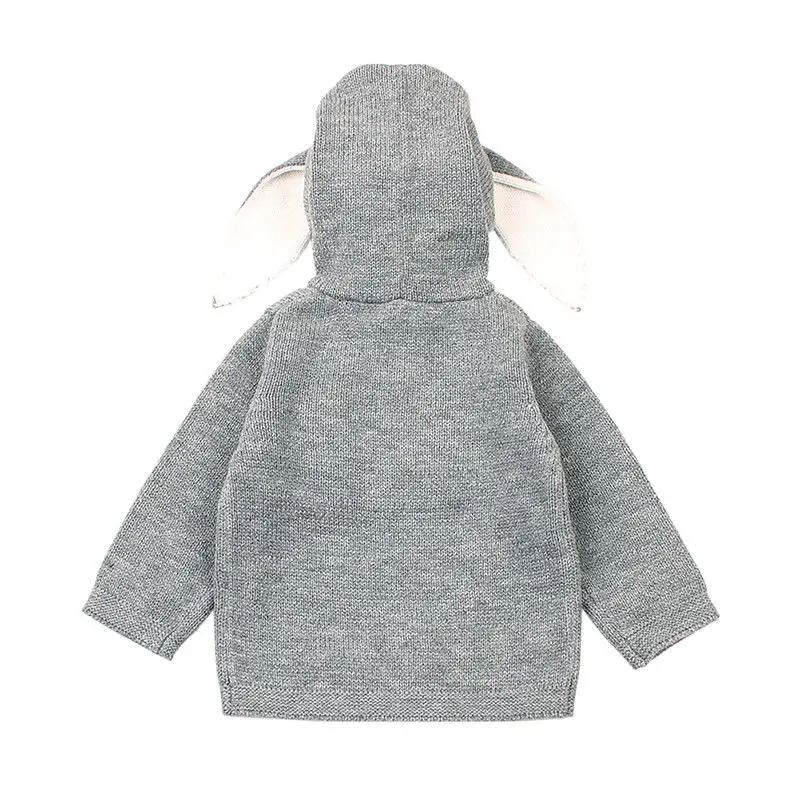 2 цвета; вязаный теплый Однотонный свитер с длинными рукавами и заячьими ушками для малышей; детский пуловер; Верхняя одежда; повседневная одежда