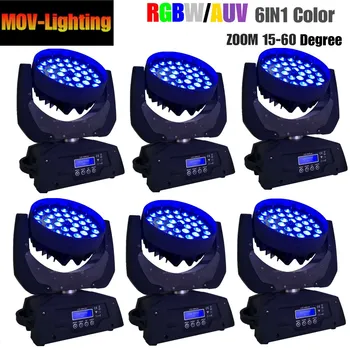 

6pcs/lot Stage Zoom LED Wash Moving Head Beam Light 36x18w RGBWA+UV 6IN1 Zoom Party Light