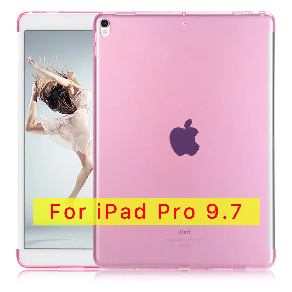 Чехол для, iPad Pro, 10,5, 12,9, 9,7 дюймов, клавиатура, умный чехол, мягкий ТПУ, прозрачный, тонкий, подходит для задней панели, подходит для клавиатуры Bluetooth - Цвет: for 9.7 pink