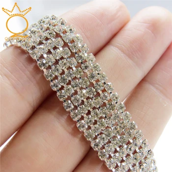 

5 yard/roll copper chain silver Claw With Transparent/white AB Glass Rhinestone Chain Silver Plated DIY Jewelry On Accessoires