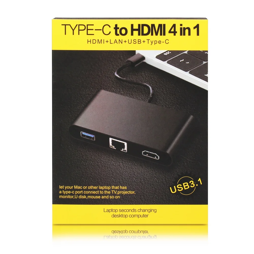 USB C к HDMI + 3 0 Type A Gigabit Ethernet адаптер для зарядки порта RJ45 LAN|hub adapter|port hubcharging hub usb |