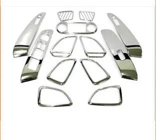 High equipped !13pcs ABS Chrome console board air outlet Cover Trim kits For Hyundai Tucson ix35 2010 2011 2012  2013 2014