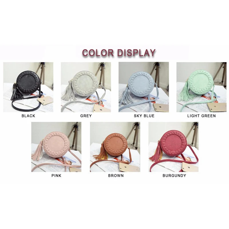 الأزياء جولة النساء شرابة حقيبة المنسوجة أكياس Crossbody للمرأة حقيبة كتف السيدات لطيف الحياكة النساء دائرية حقيبة ساعي