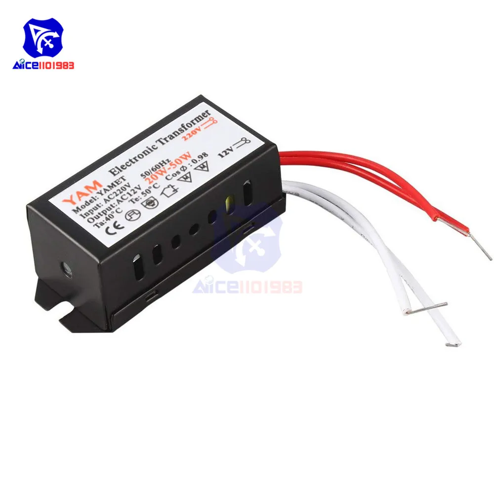 

220V to 12V 50W LED Electronic Transformer LED Driver Power Supply for Low-Voltage LED Electronic Converter Voltage Transformer