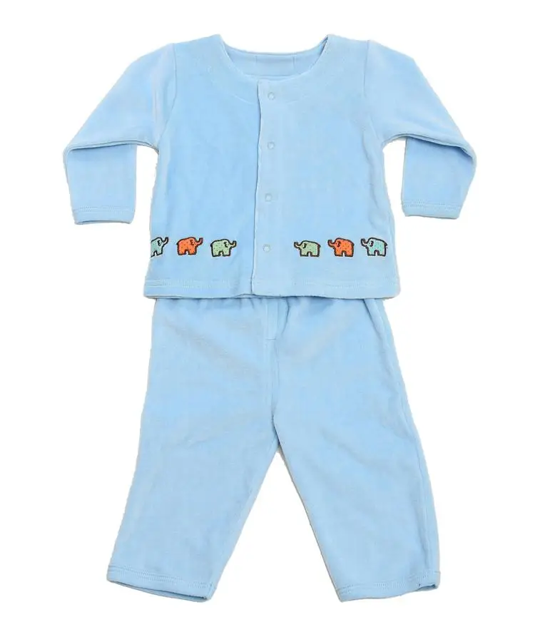 Комплект одежды для маленьких мальчиков и девочек, одежда для малышей, одежда с длинными рукавами для малышей, велюровая трикотажная одежда из хлопка - Цвет: Синий