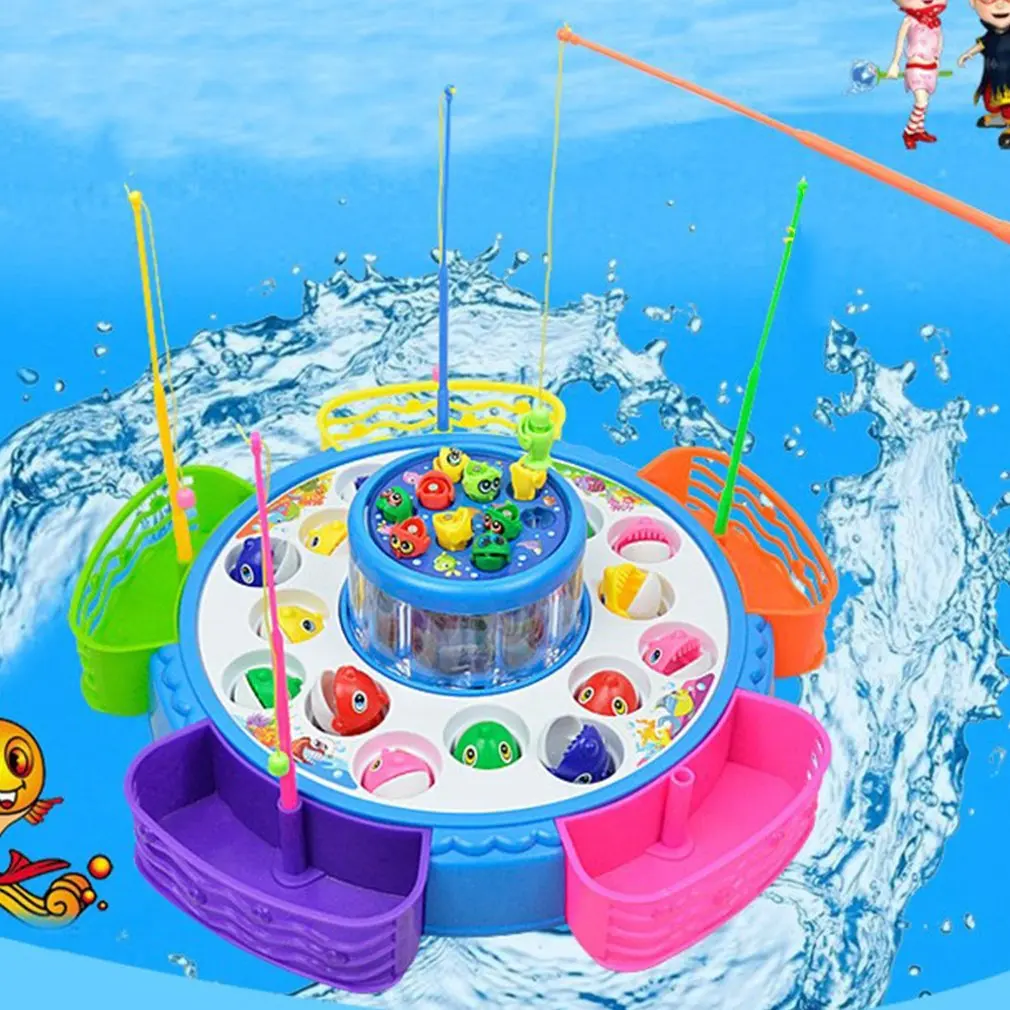 Творческий двойной Слои Рыбалка набор для игр Электронный магнитный вращающийся доска для рыбалки детская игра рыбалка игрушки