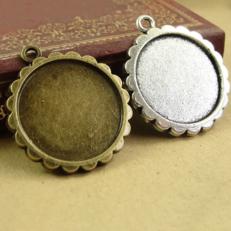 Fit 16MM 20MM Antique Bronze metal stamping blanks, vintage round cameo