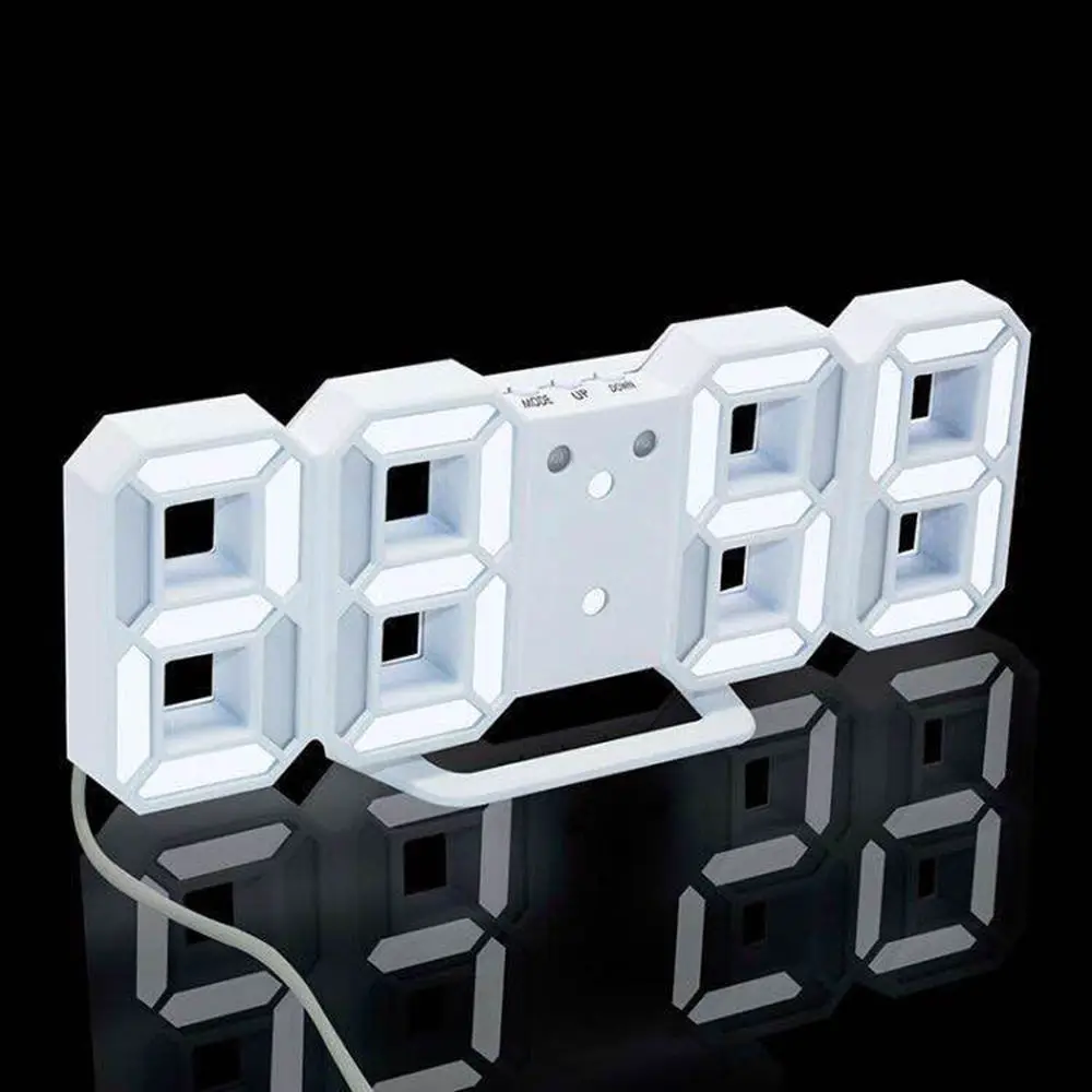 3D светодиодный настенные часы, современный цифровой будильник для домашнего стола, рабочего стола, гостиной, офиса, 24 или 12 часов, светильник