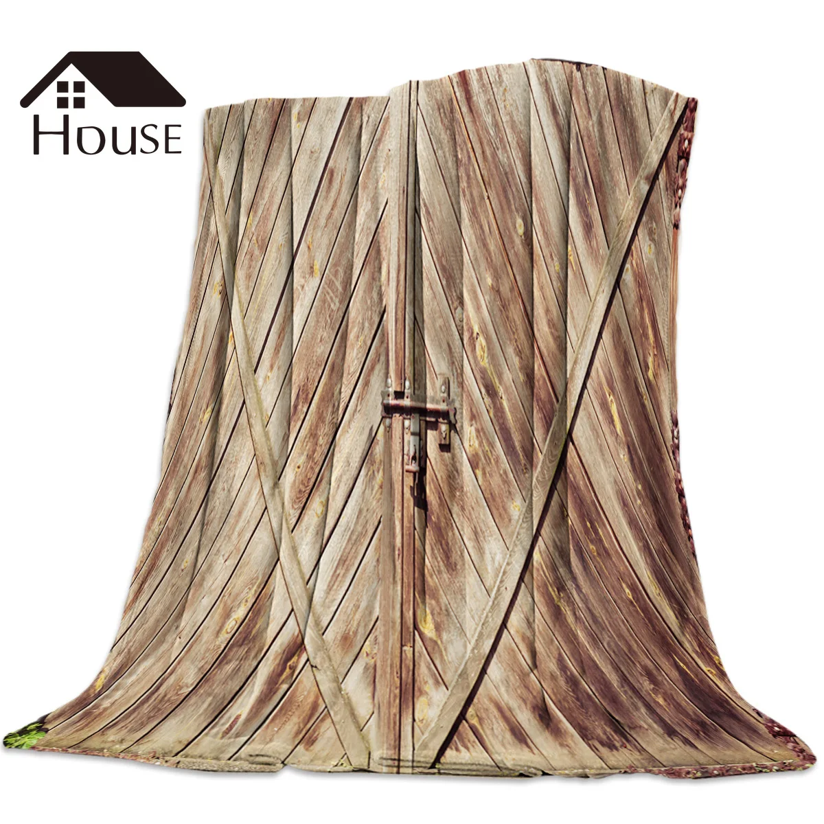 

BIGHOUSES Throw Blanket Texture of old wooden gate Throw Blanket Soft Warm Microfiber Blanket Flannel Blanket