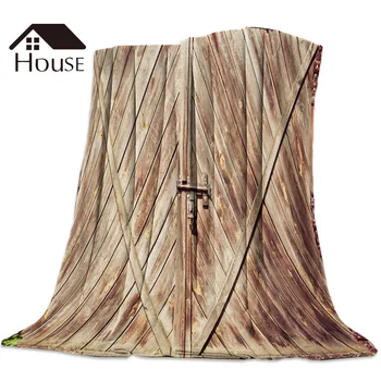 

BIGHOUSES Throw Blanket Texture of old wooden gate Throw Blanket Soft Warm Microfiber Blanket Flannel Blanket