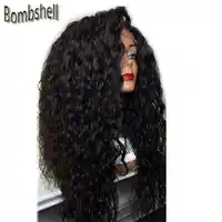 Bombshell 180% Heave Density Loose Curly Black / Pink /Brown / Pink Synthetic Lace Front Wig For Women Heat Resistant Fiber Hair