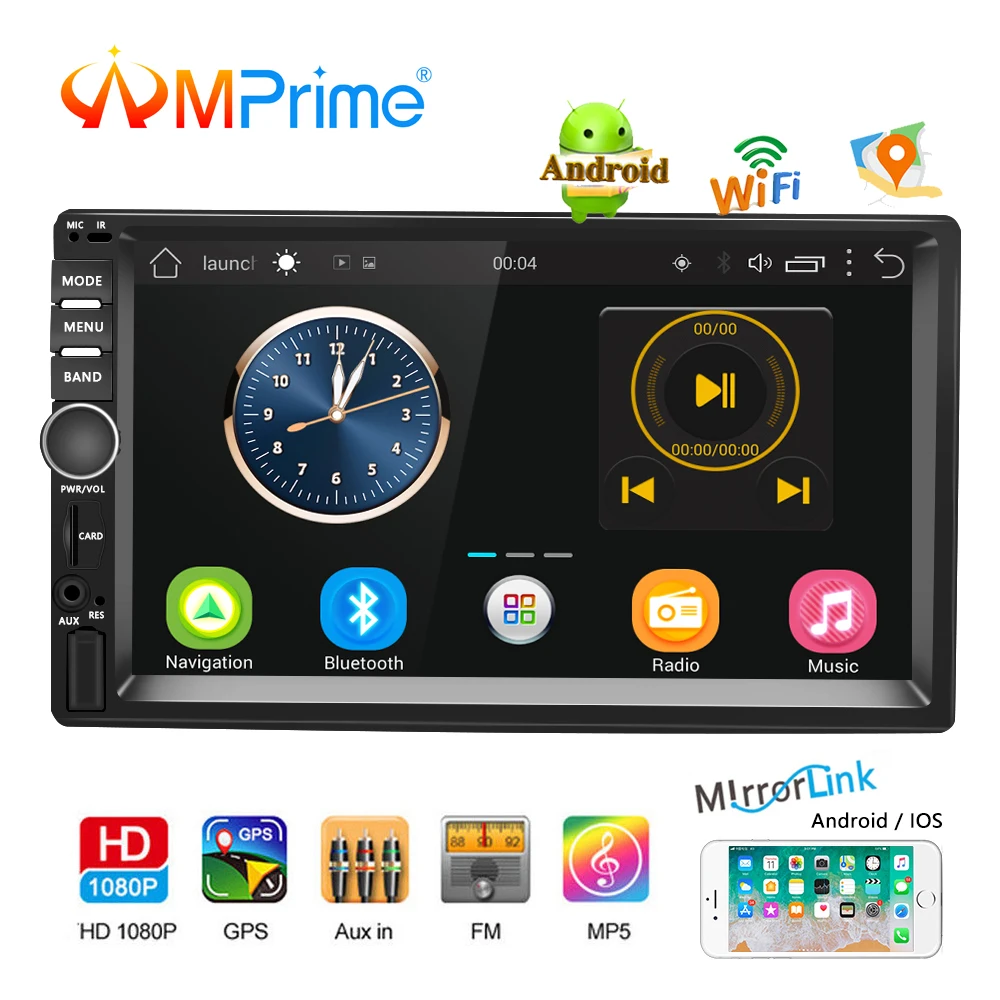 

AMPrime Car Radio 2din Android Audio Multimedia Player GPS Navigation 7" Universal Car Stereo Wifi Bluetooth FM Mirrorlink Auto