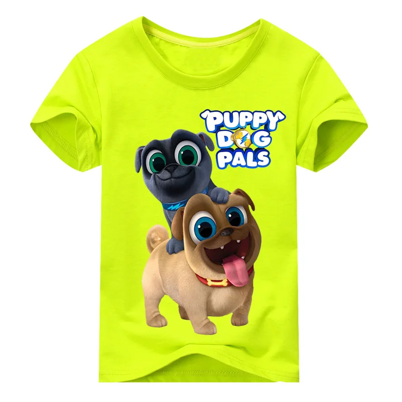 Летний мультяшный щенок, друзья, футболки с принтом, топы для мальчиков и девочек, одежда детская белая забавная футболка с 3D принтом детская футболка, одежда DX043 - Цвет: Light Green Shirt