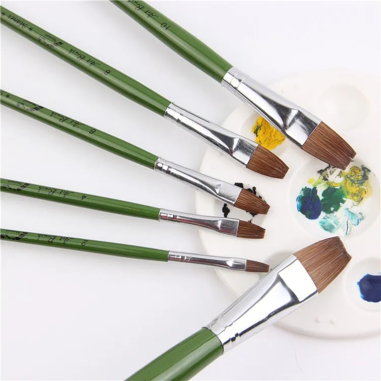 

high-grade brush pens 6Pcs flat peak row brush pen suit brush painting acrylic painting pen Art for Supplies Stationery paint