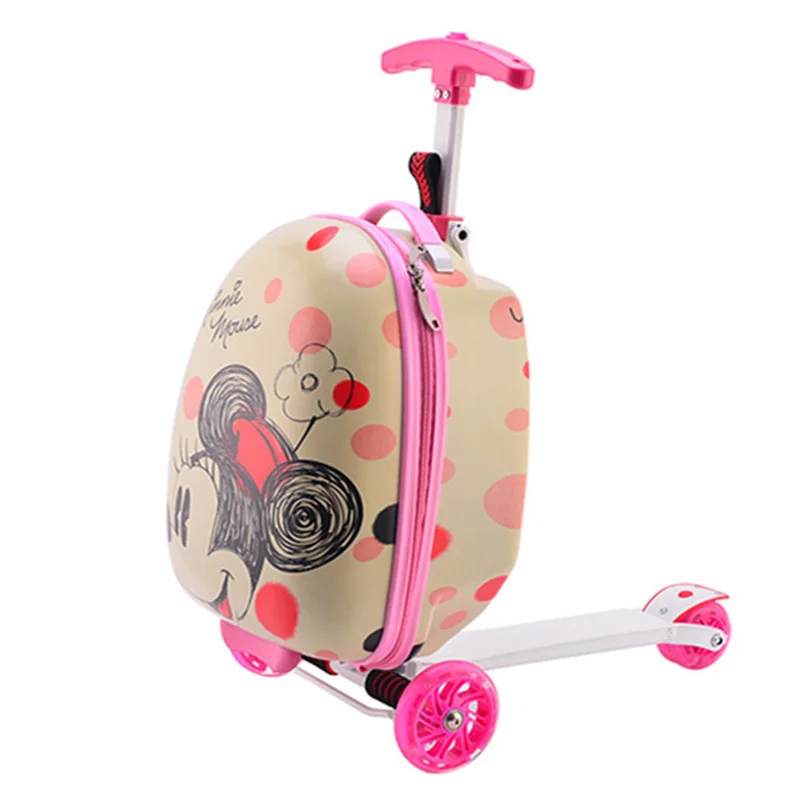 Носки с нарисованными колеса тележки Детская багаж скейтборд коробка с тяговым стержнем 16-дюймовый шпилька для багажа для самых маленьких девочек и мальчиков багаж для путешествия чемодан
