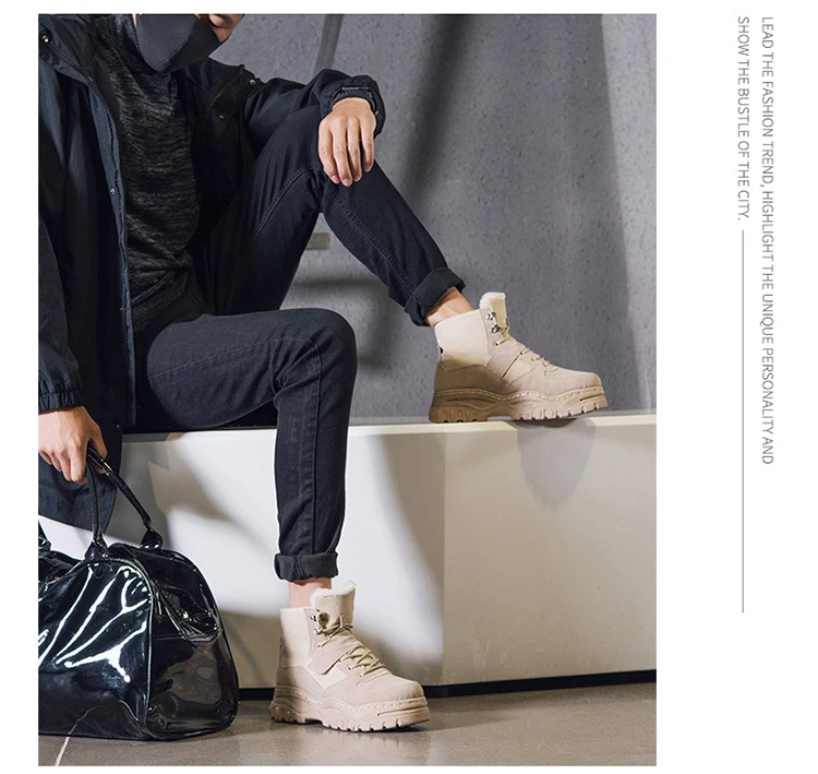 Новинка года; зимняя мужская хлопковая обувь; теплые зимние ботинки; увеличивающая рост мужская обувь на толстой подошве; корейский стиль; популярные ботинки Martin Bo
