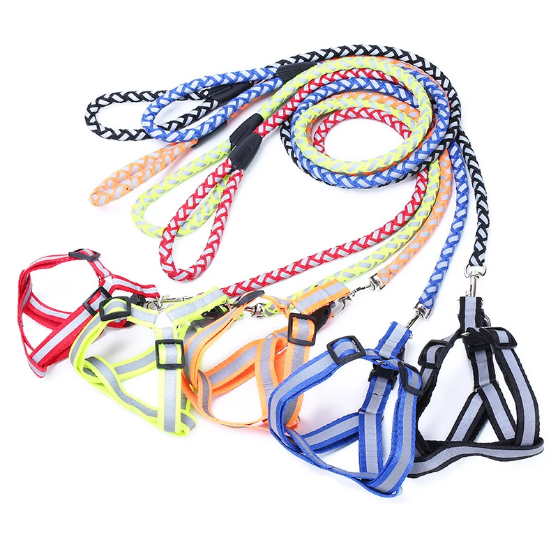 Reflective dog collar and leash set high quality nylon adjustable puppy