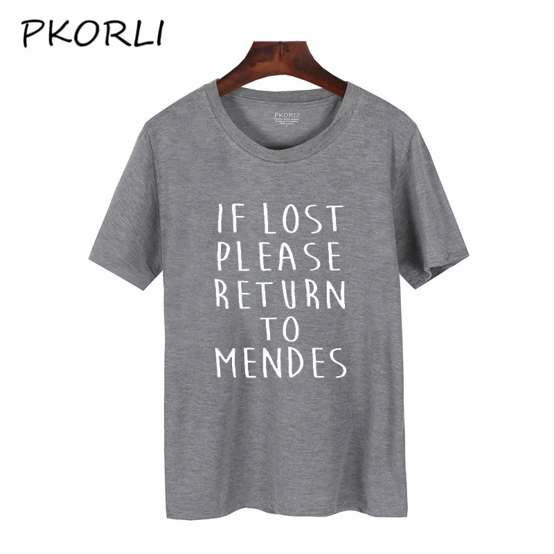 

Pkorli Harajuku T-Shirt Women Shawn Mendes T Shirt If Lost Please Return To Mends T-Shirt For Women Girls Hipster Tumblr Tops
