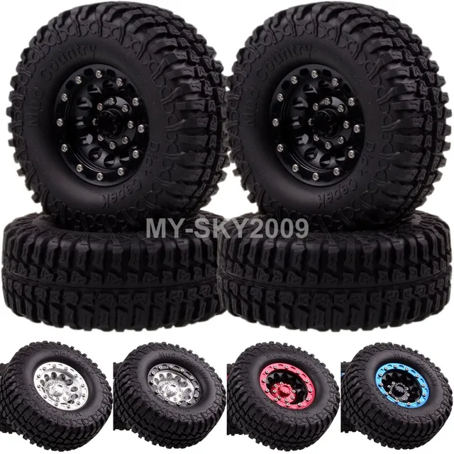 Cheap 4pcs 1:10 RC Truck JEEP Rock Crawler 1.9" Alloy Wheel Rims Lock Tyres / Tires Dick Cepek Mud Country 1060-7036