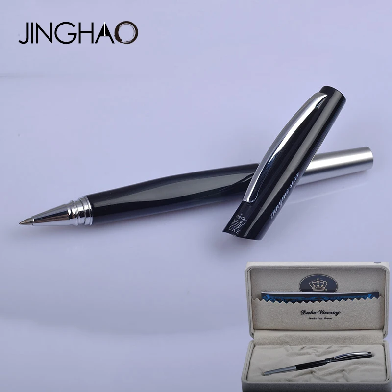 

Unique Design Luxury Duke Rollerball Pen Black-silver Metal 0.5mm Black Ink Gift Pens Writing Stationery with an Original Box