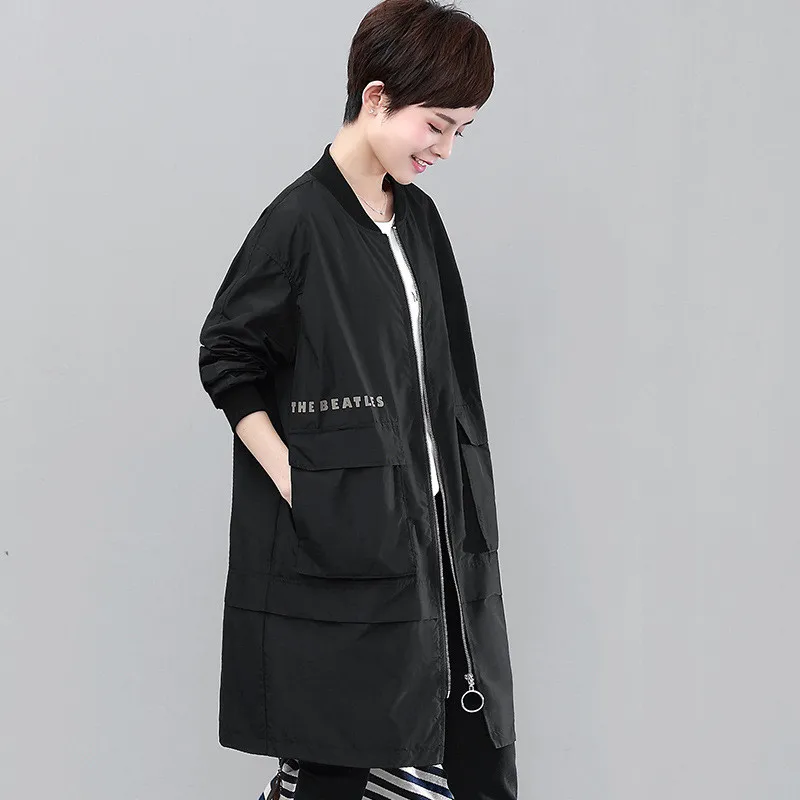 

2020 Spring Autumn lazy Windbreaker Female New Korean loose casual Women's Long Trench Coats Black Overcoat X928