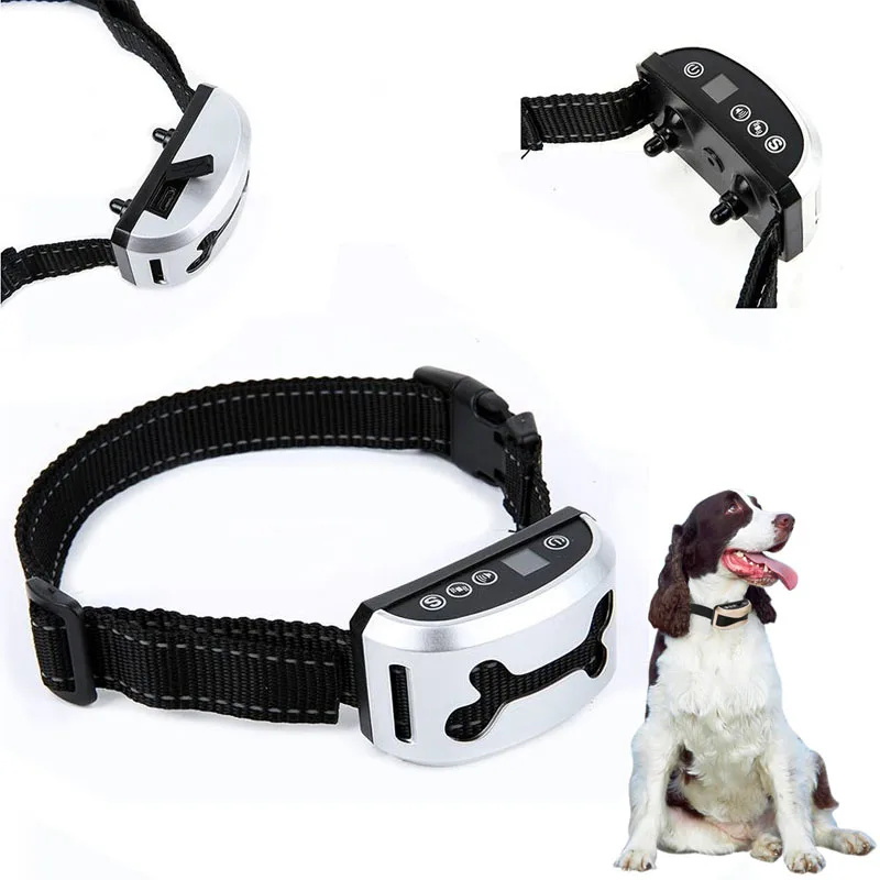 

Rechargeable Rainproof Anti No Electric Shock No Bark Control Collar Harness Bark Deterrents For Dogs Pets Supplies Accessories
