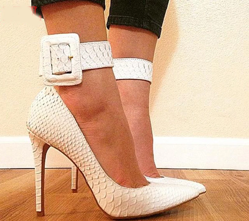 

Women Sexy Patent Leather Pointed Toe Pumps Ladies Ankle Strap Cut Out Thin High Heels Party Stiletto Heels Shoes