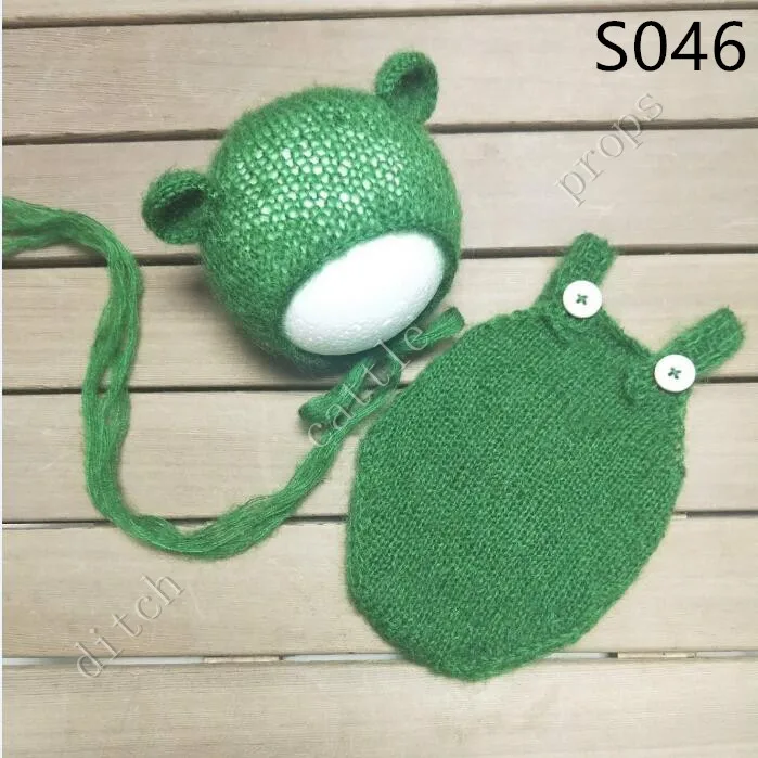 handmade mohair teddy bear hat+ shorts Newborn photography props - Color: S046