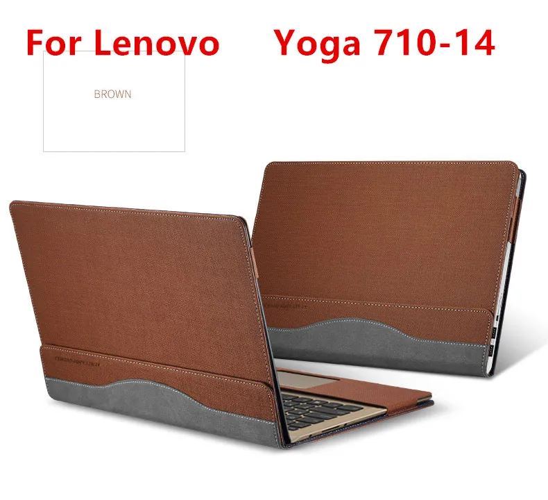 Креативный Дизайн чехол для lenovo Yoga 710-14 14 дюймов ноутбук рукав чехол из искусственной кожи Защитная кожа для Yoga 710 экранная пленка подарок - Цвет: brown