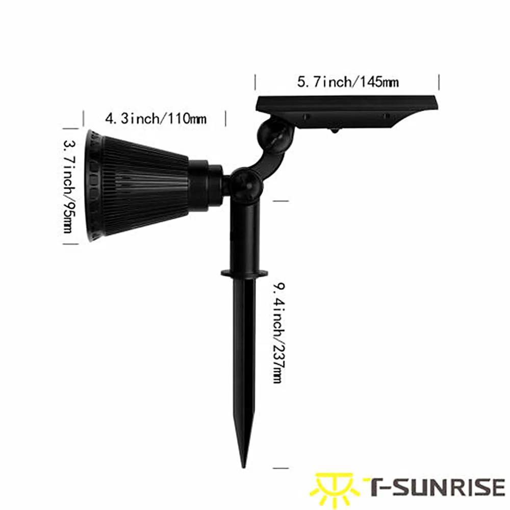 T-SUNRISE, 4 упаковки, лампа на солнечных батареях IP65, водонепроницаемый 4 светодиодный настенный светильник для украшения сада, двора, зеленого цвета