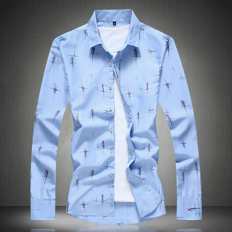 2019 Новая мужская рубашка с длинным рукавом мужская рубашка Брендовые повседневные модные деловые стильные рубашки плюс размер M-4XL 5XL 6XL 7XL