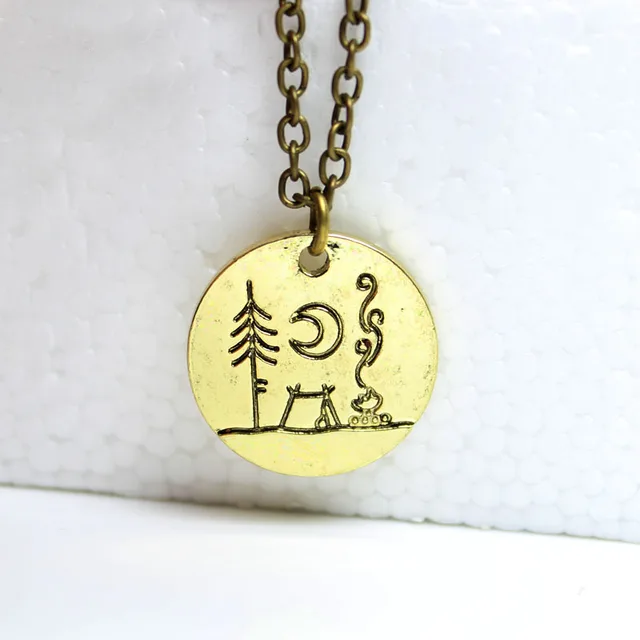 hzewLovely Camping under a big bright moon camping pendant necklaces