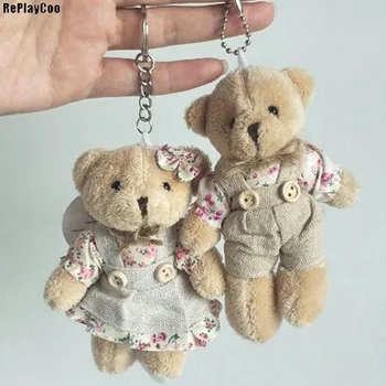 2PCS/LOT Kawaii Soft Bear&Rabbit Couple Plush Toy Stuffed Animal Soft Doll Bears Stuffed Plush Pendant Wedding Gifts GMR020 20pcs lot kawaii small joint teddy bears stuffed plush 6cm toy teddy bear mini bear ted bears plush toys wedding gifts 010