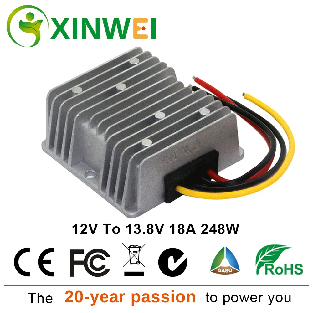 

XINWEI DC 12V Step Up To DC 13.8V 18A 248W Converter Aluminum Voltage Regulators Stabilizers Electrostatic Bag For Monitor Ect