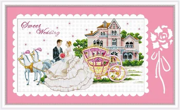 

Romantic wedding Printed on Canvas Counted Chinese Cross Stitch Kit printed Cross-stitch Embroidery Needlework Decoration home