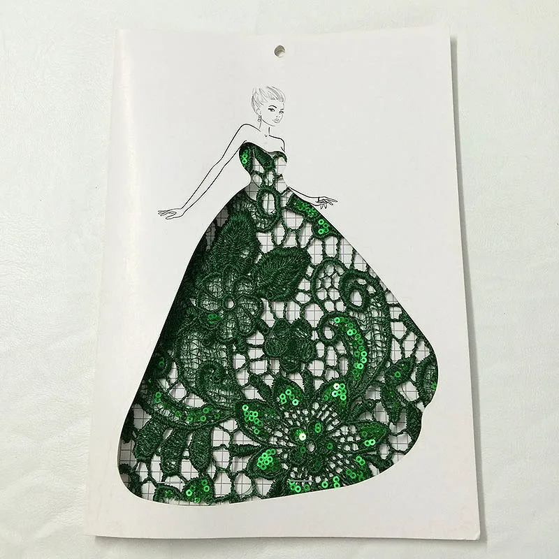 200 ярдов/партия вышивка кружево отделка зеленый цветок блесток ткань для женщин Свадебное платье DIY интимные аксессуары DHL доставка